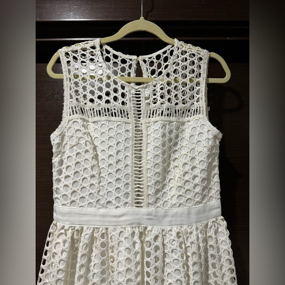 Aqua White Circle Lace Illusion Midi Dress Size L - Picture 5 of 13